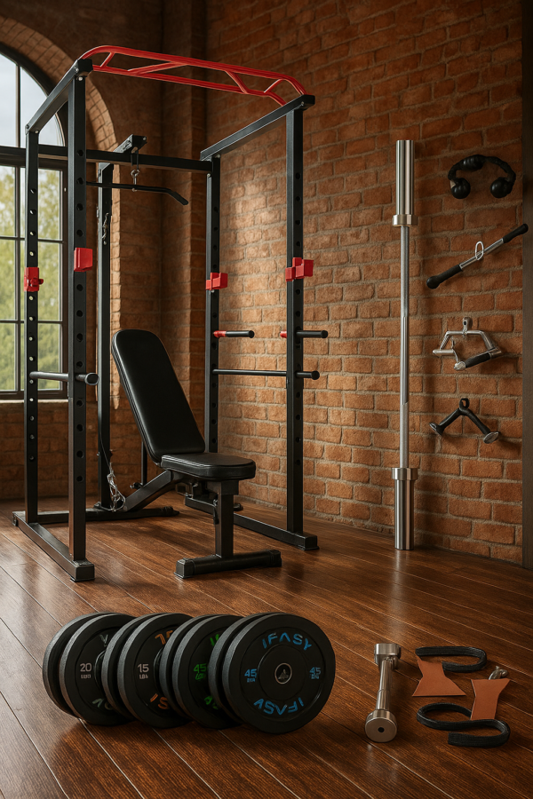 Home Gym Sets Multi-functional Power Cage – Adjustable Pull-Up & Squat Rack with Weight Options